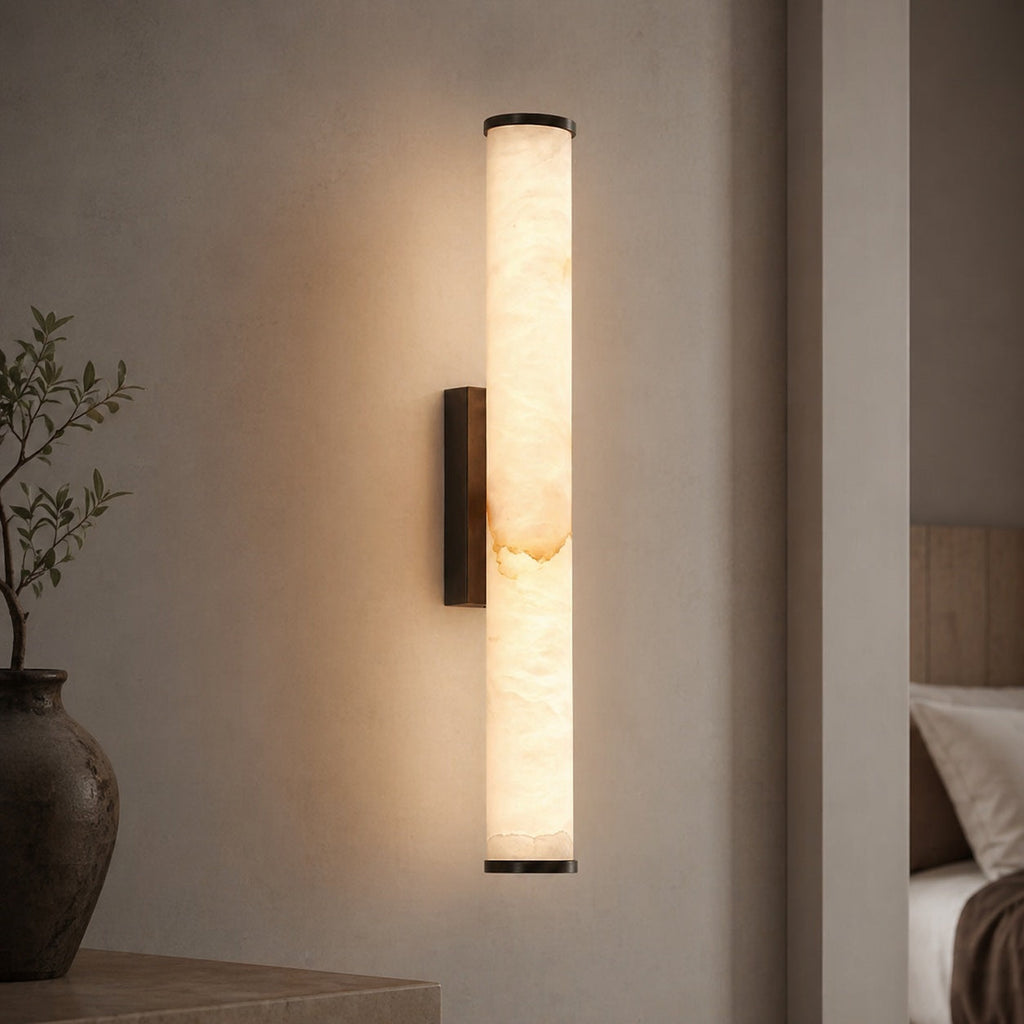 LED Wandleuchte Marmoroptik mit Kupfer Akzenten – Beleuchtung im Wohnraum