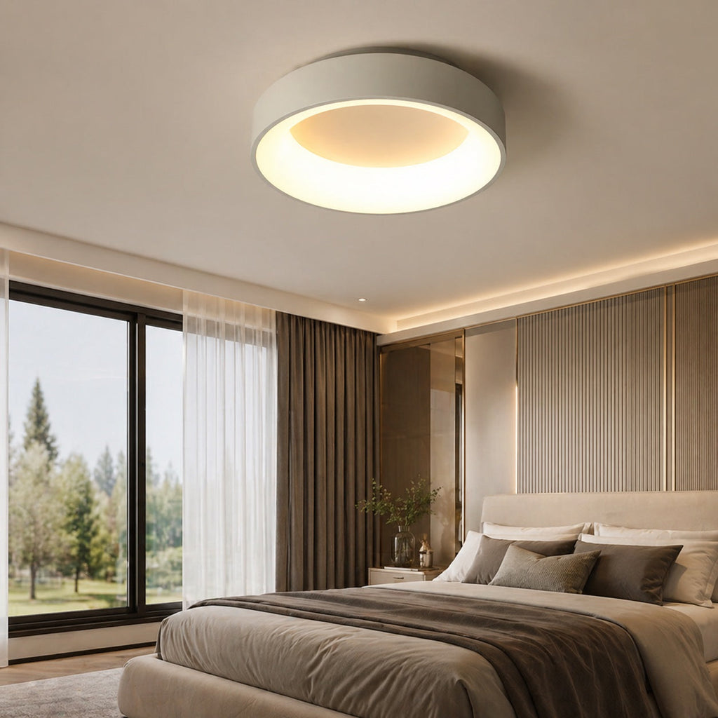 LED Deckenleuchte rund flach für Wohnzimmer – Gesamtansicht im Raum