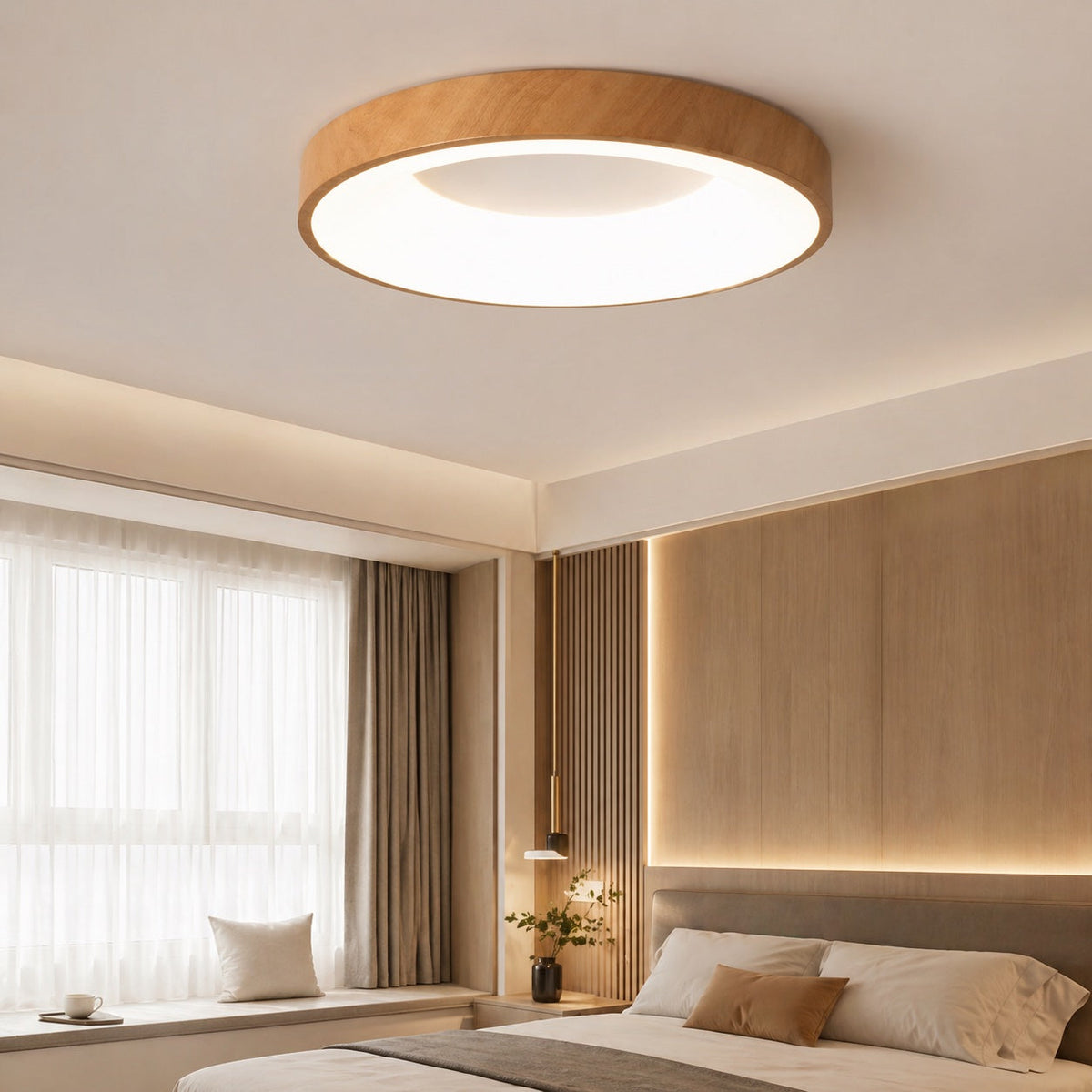 LED Deckenleuchte rund flach für Wohnzimmer – Detailansicht der Oberfläche