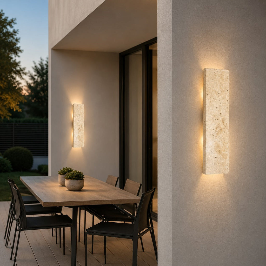 LED Wandleuchte Naturstein dimmbar IP65 innen und außen – Detailansicht der Oberfläche