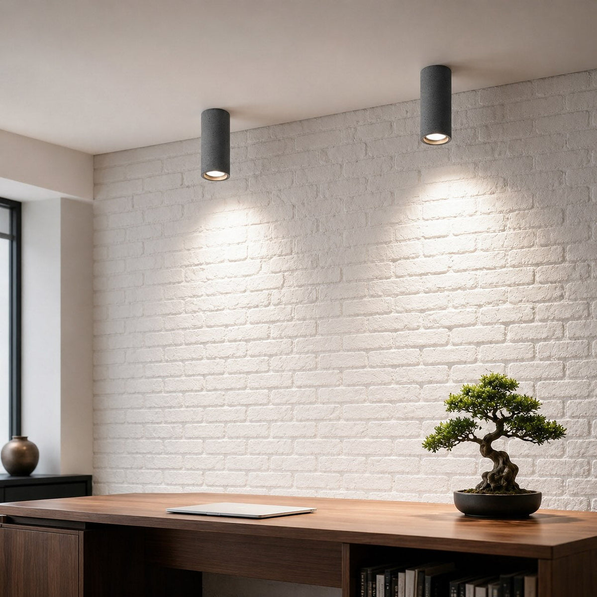 LED Deckenspot Beton rund GU10 minimalistisch – Seitenansicht