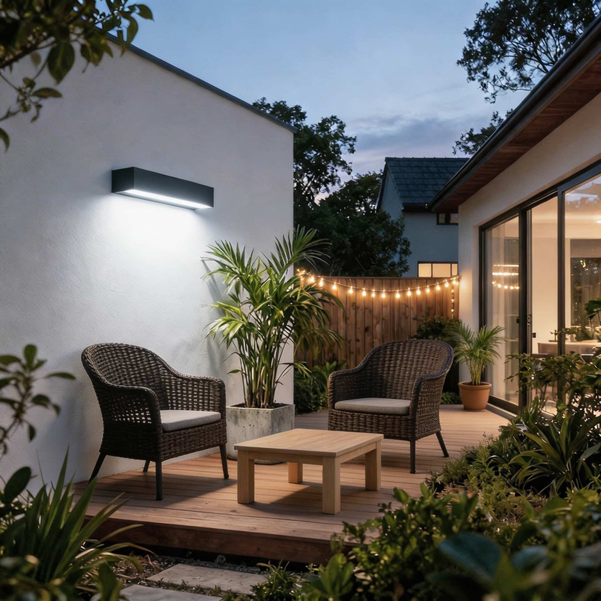 Lineare LED Außenwandleuchte Aluminium IP65 Wandfluter – Gesamtansicht im Raum