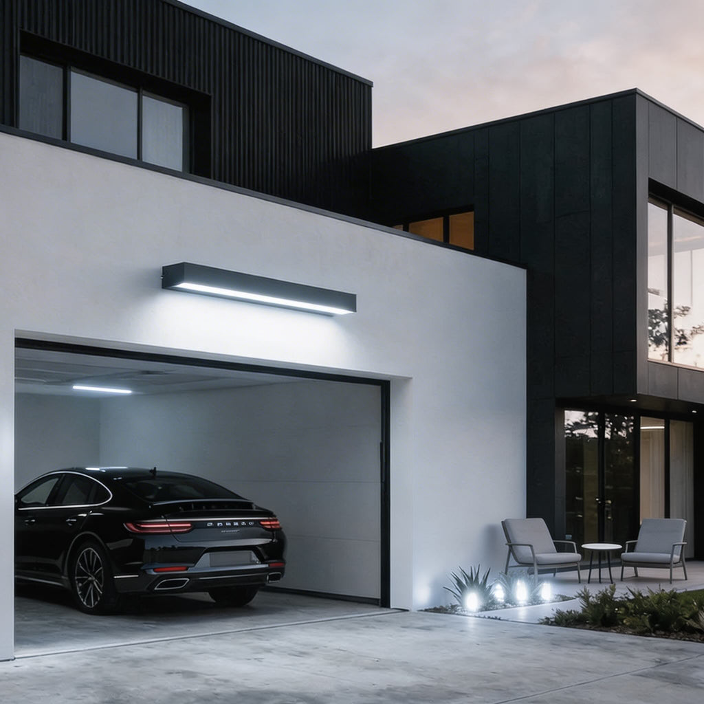 Lineare LED Außenwandleuchte Aluminium IP65 Wandfluter – Gesamtansicht im Raum