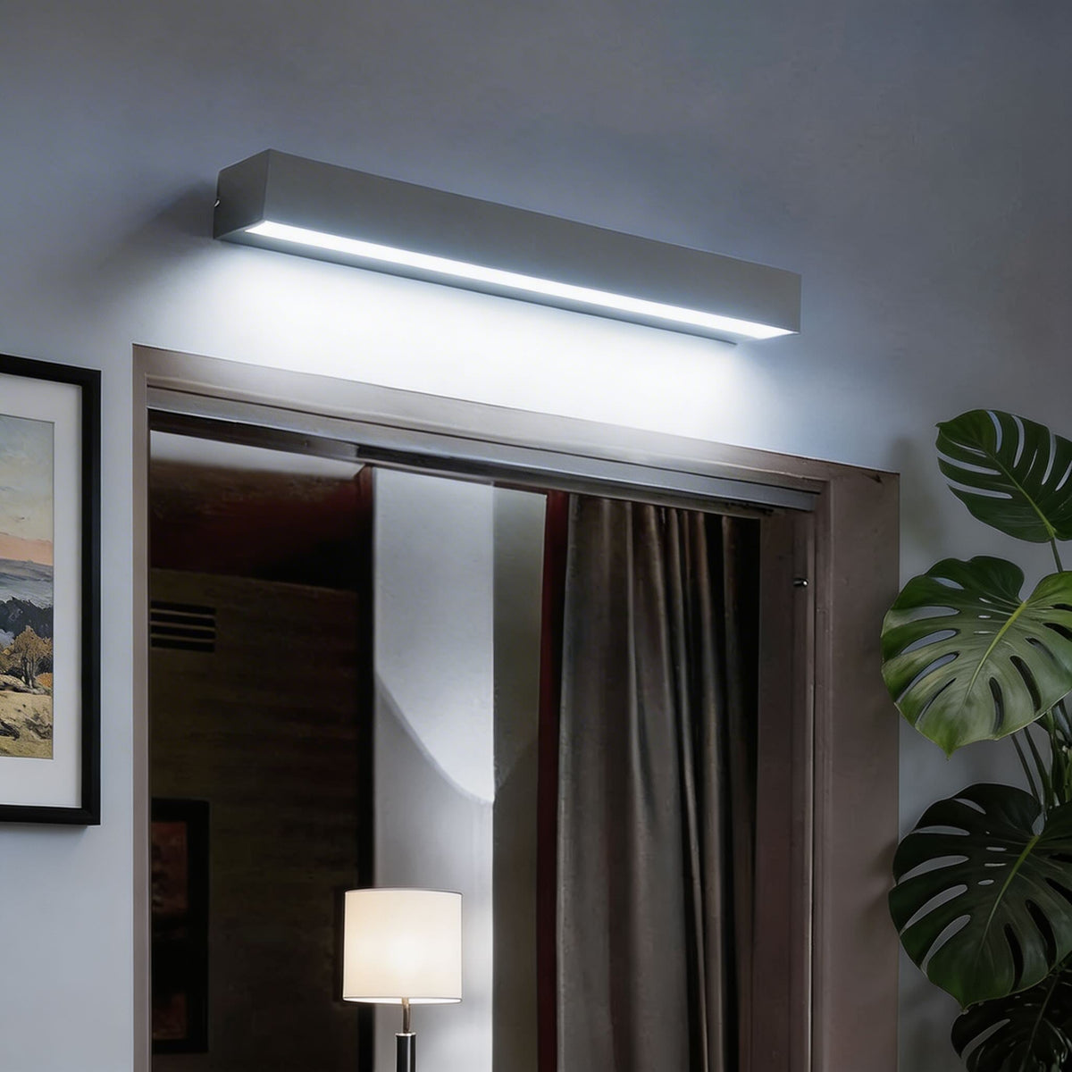 Lineare LED Außenwandleuchte Aluminium IP65 Wandfluter – Gesamtansicht im Raum