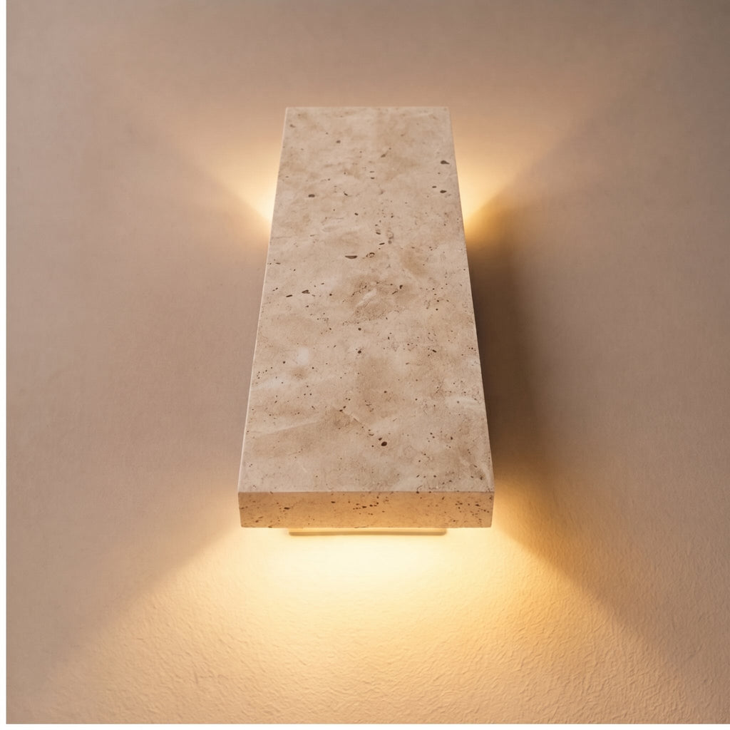 LED Wandleuchte Naturstein dimmbar IP65 innen und außen – Gesamtansicht im Raum